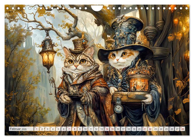 Produktbild: Magische Wesen im Zauberland - Fantasie-Tiere im Steampunk-Kalender (Wandkalender 2026 DIN A4 quer), CALVENDO Monatskalender