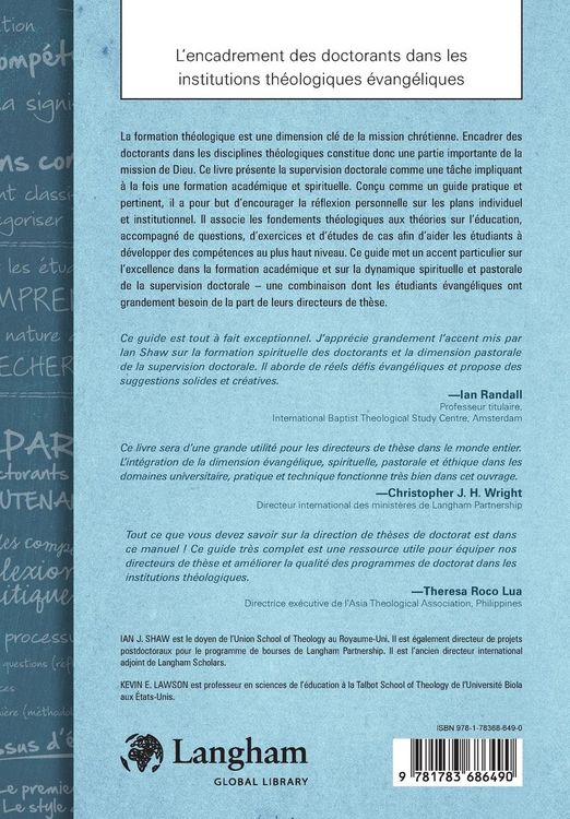 Produktbild: L'encadrement des doctorants dans les institutions th&eacute;ologiques &eacute;vang&eacute;liques