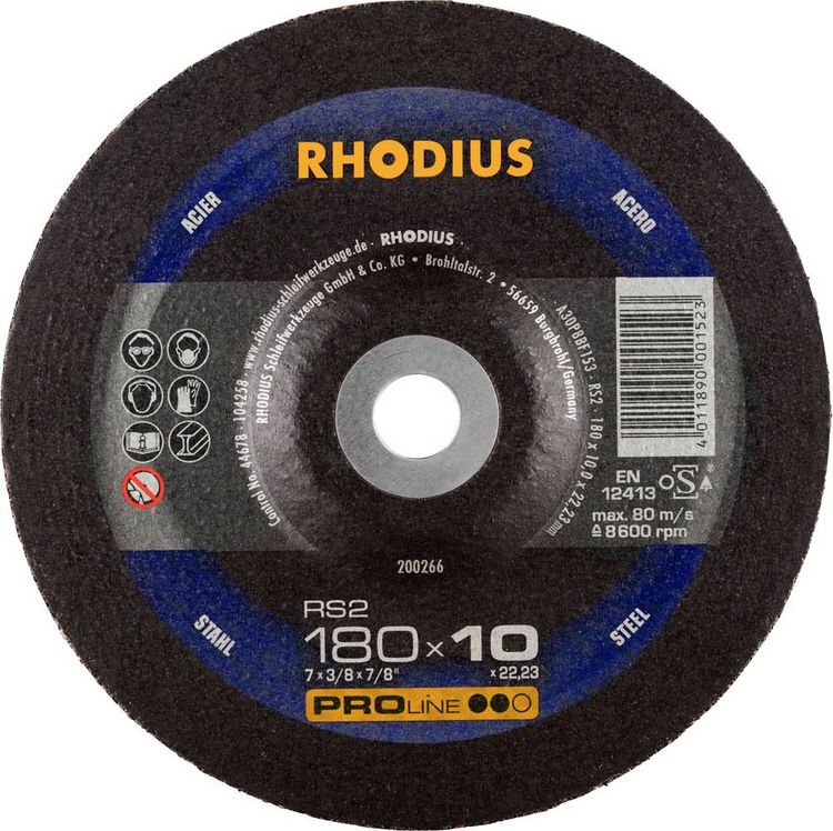 Produktbild: Rhodius 200266 Schruppscheibe Durchmesser 180mm Bohrungs-&Oslash; 22.23mm Stahl 1St.