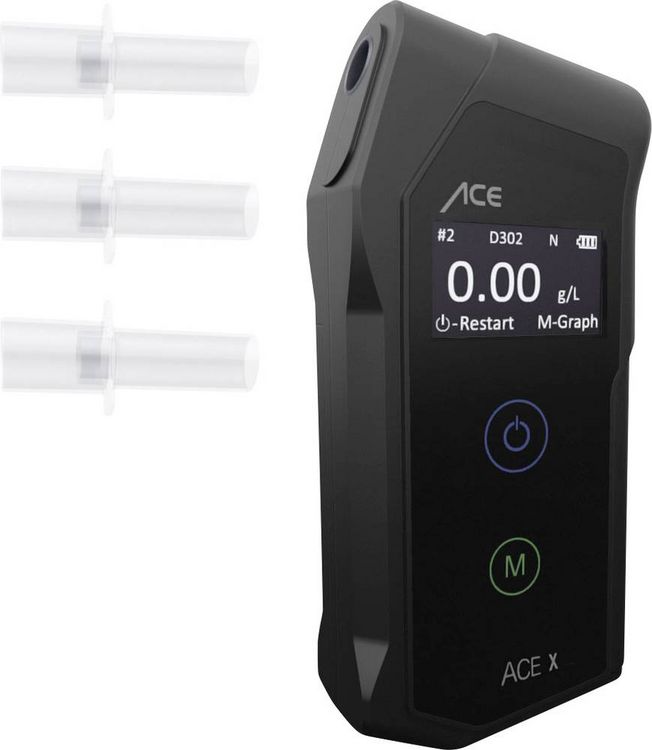 Produktbild: ACE X Alkoholtester Schwarz 0.0 bis 5 &permil; inkl. Display