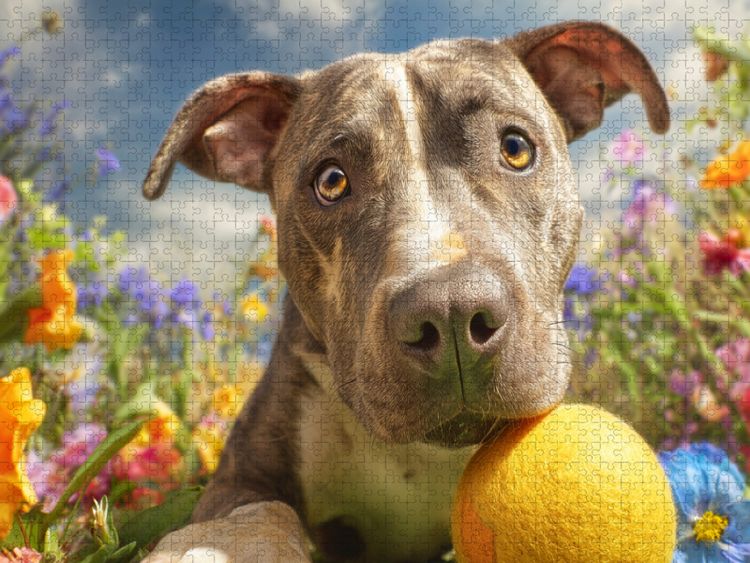 Produktbild: CALVENDO Puzzle Pit Bull mit Ball | 2000 Teile Lege-Gr&ouml;&szlig;e 90x67cm Foto-Puzzle f&uuml;r gl&uuml;ckliche Stunden