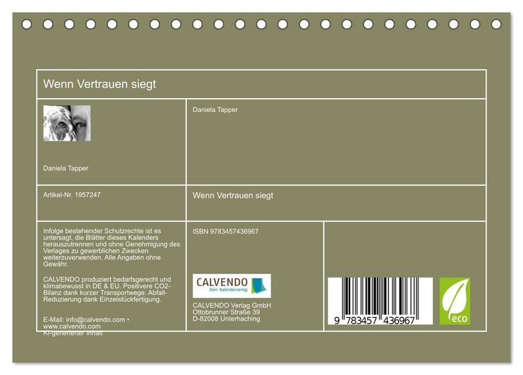 Produktbild: Wenn Vertrauen siegt (Tischkalender 2026 DIN A5 quer), CALVENDO Monatskalender