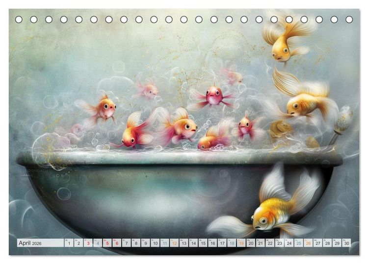 Produktbild: Wasserschlacht mit Flauschalarm (Tischkalender 2026 DIN A5 quer), CALVENDO Monatskalender