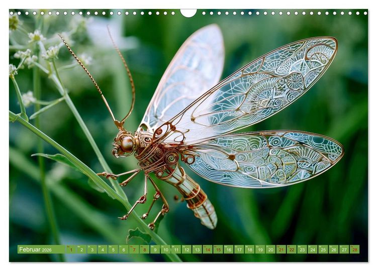 Produktbild: Insecta Mechanica. Fantastische Fl&uuml;gelwesen zwischen Technik und Natur (Wandkalender 2026 DIN A3 quer), CALVENDO Monatskalender