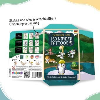 Produktbild: 150 hautfreundliche Kindertattoos &ndash; Thema: Tierischer Spa&szlig;