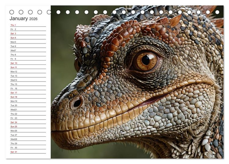 Produktbild: AI Dino Delights Mesmerizing Views of Prehistoric Life (Desk Calendar 2026 DIN A5 landscape), CALVENDO 12 Month DeskCalendar