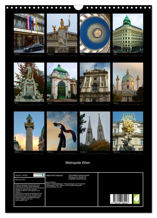 Produktbild: Metropole Wien (Wandkalender 2026 DIN A3 hoch), CALVENDO Monatskalender