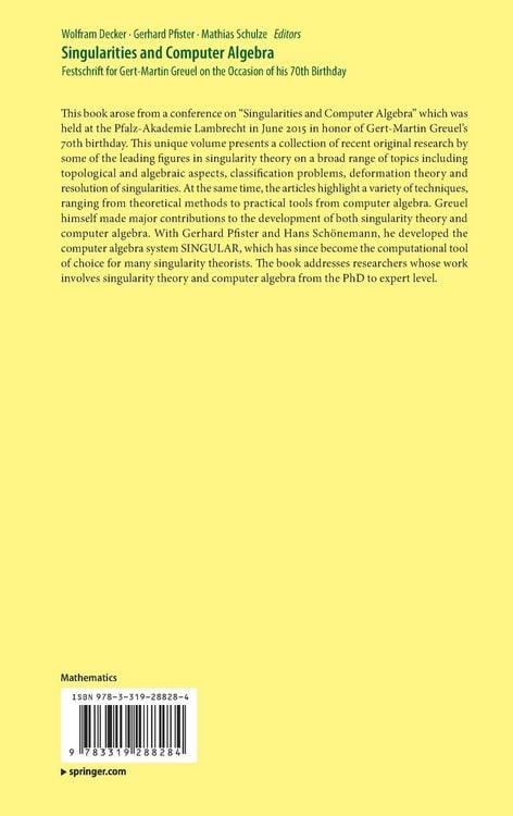 Produktbild: Singularities and Computer Algebra