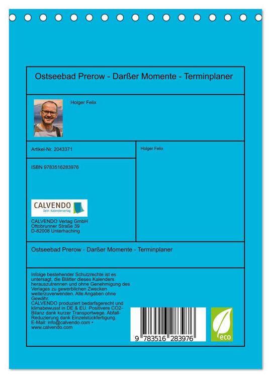 Produktbild: Ostseebad Prerow - Dar&szlig;er Momente - Terminplaner (Tischkalender 2026 DIN A5 hoch), CALVENDO Monatskalender