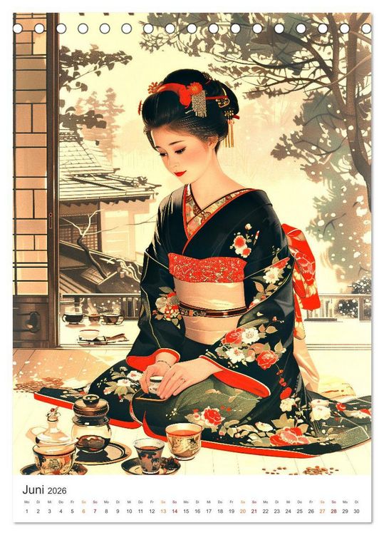 Produktbild: Geisha - Old School Poster Style (Tischkalender 2026 DIN A5 hoch), CALVENDO Monatskalender
