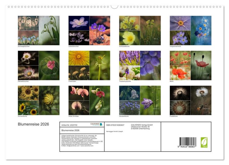 Produktbild: Blumenreise 2026 (hochwertiger Premium Wandkalender 2026 DIN A2 quer), Kunstdruck in Hochglanz