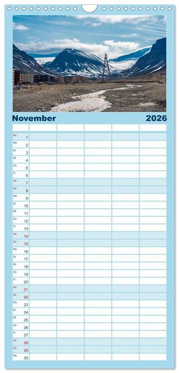 Produktbild: Familienplaner 2026 - Spitzbergen im Sommer mit 5 Spalten (Wandkalender, 21 x 45 cm) CALVENDO