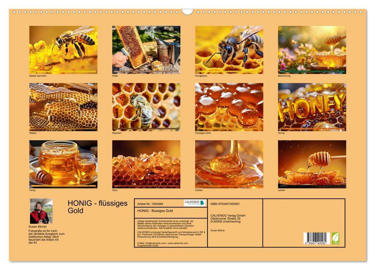 Produktbild: HONIG - fl&uuml;ssiges Gold (Wandkalender 2026 DIN A2 quer), CALVENDO Monatskalender