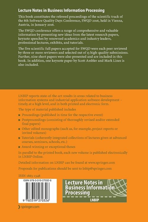 Produktbild: Software Quality. The Future of Systems- and Software Development