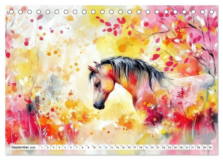 Produktbild: Hufspuren im Bl&uuml;tenmeer (Tischkalender 2026 DIN A5 quer), CALVENDO Monatskalender