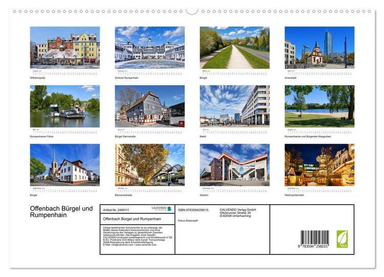 Produktbild: Offenbach B&uuml;rgel und Rumpenhain (hochwertiger Premium Wandkalender 2027 DIN A2 quer), Kunstdruck in Hochglanz