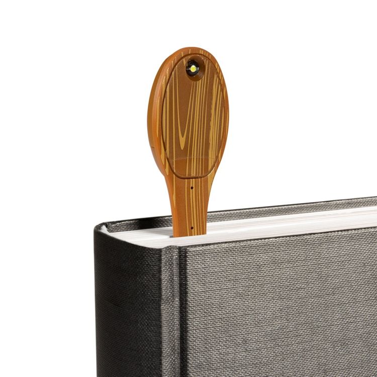 Flexilight Leselicht (Holzoptik) - 2 in 1 Leselampe & Lesezeichen - LED Leselicht - Geschenk für Leser, Buchliebhaber - Deutsche Ausgabe