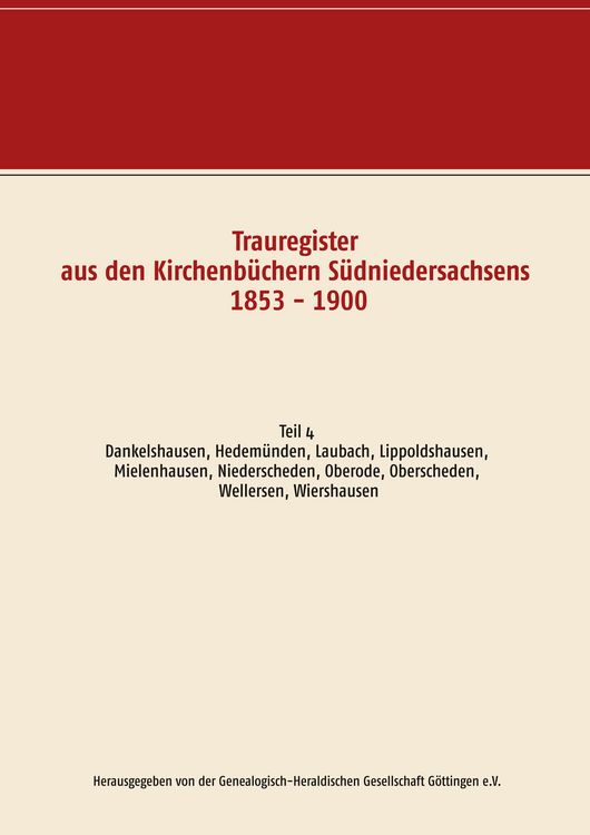 Produktbild: Trauregister aus den Kirchenb&uuml;chern S&uuml;dniedersachsens 1853 - 1900