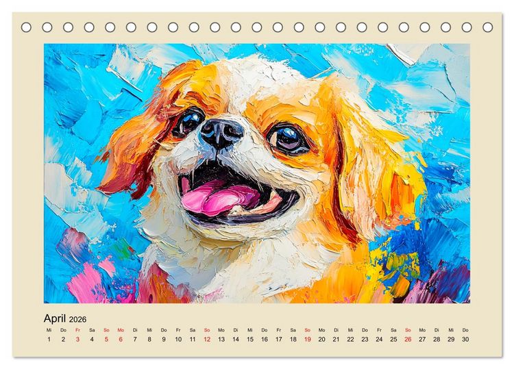 Produktbild: Hundegesichter im &Ouml;lgem&auml;lde-Stil. Liebliche Vierbeiner erfreuen das Herz! (Tischkalender 2026 DIN A5 quer), CALVENDO Monatskalender