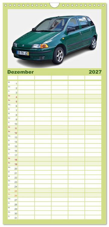 Produktbild: Familienplaner 2027 - Italienische Klassiker mit 5 Spalten (Wandkalender, 21 x 45 cm) CALVENDO