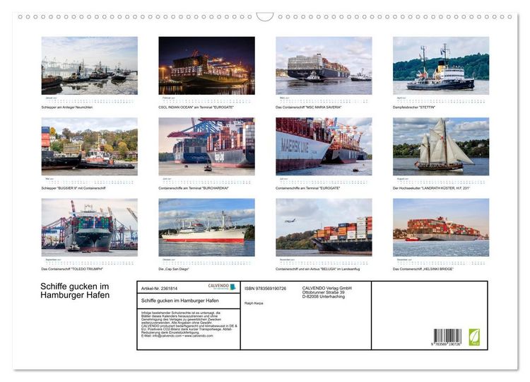 Produktbild: Schiffe gucken im Hamburger Hafen (Wandkalender 2027 DIN A2 quer), CALVENDO Monatskalender