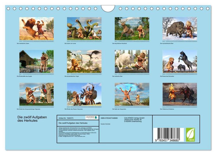 Produktbild: Die zw&ouml;lf Aufgaben des Herkules (Wandkalender 2026 DIN A4 quer), CALVENDO Monatskalender