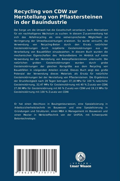 Produktbild: Recycling von CDW zur Herstellung von Pflastersteinen in der Bauindustrie