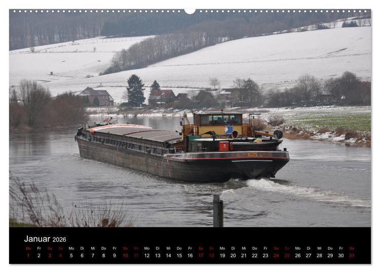Produktbild: Schiffe auf der Oberweser (hochwertiger Premium Wandkalender 2026 DIN A2 quer), Kunstdruck in Hochglanz