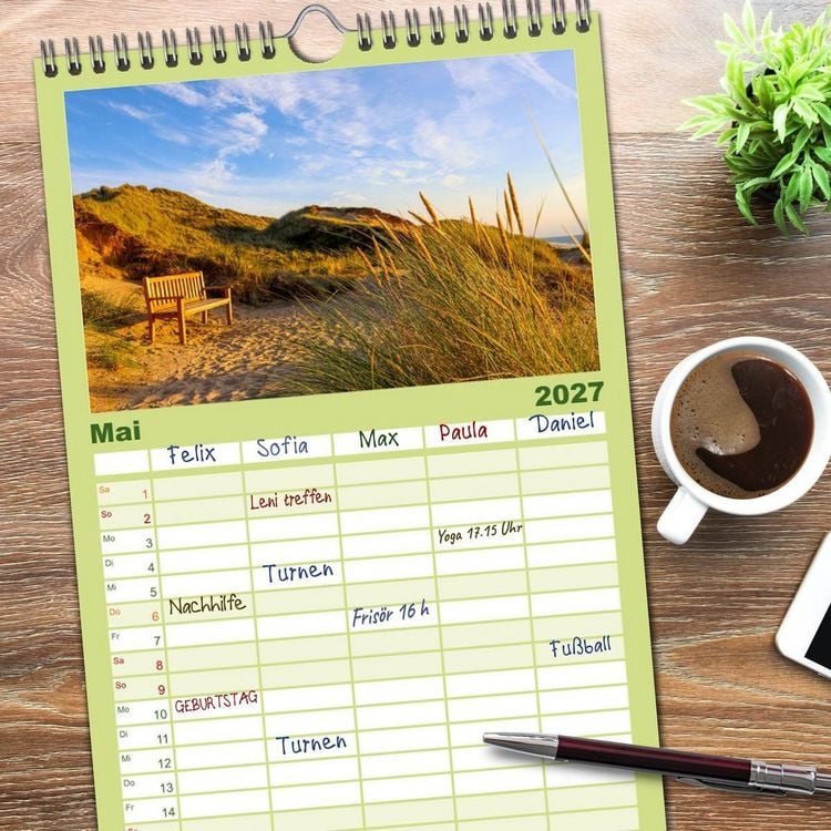 Produktbild: Familienplaner 2027 - Sylt - Magie der Abendstunden mit 5 Spalten (Wandkalender, 21 x 45 cm) CALVENDO