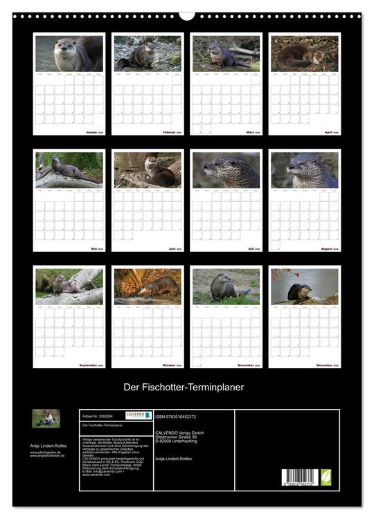 Produktbild: Der Fischotter-Terminplaner (Wandkalender 2026 DIN A2 hoch), CALVENDO Monatskalender