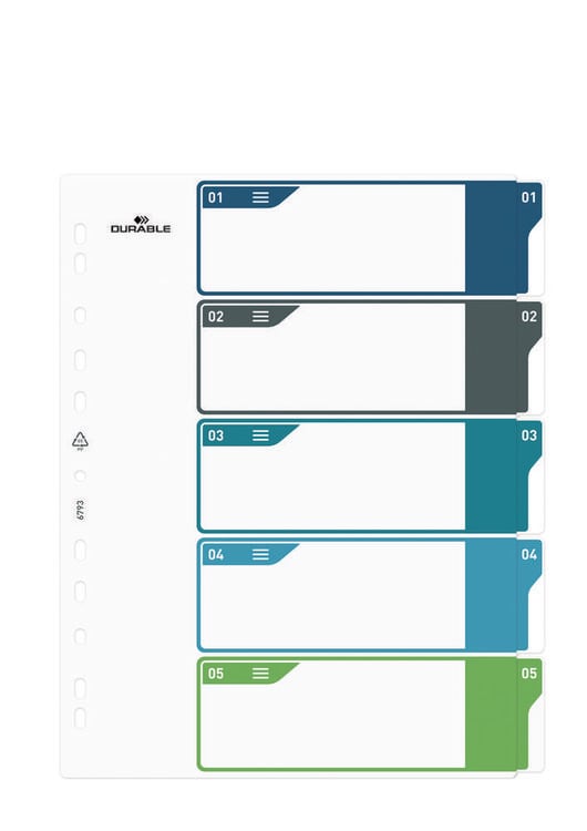 Produktbild: Durable 679327 Register DIN A4+ 1-5 Mehrfarbig 5 Registerblätter 679327