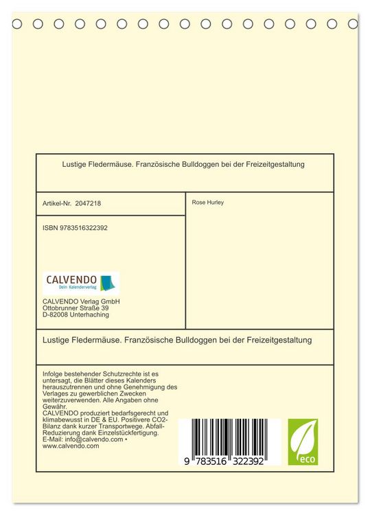 Produktbild: Lustige Flederm&auml;use. Franz&ouml;sische Bulldoggen bei der Freizeitgestaltung (Tischkalender 2026 DIN A5 hoch), CALVENDO Monatskalender