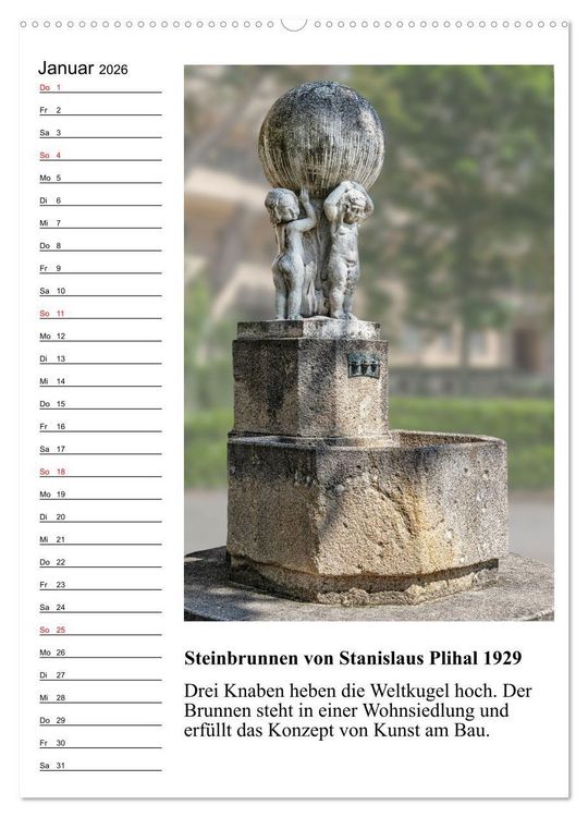 Produktbild: Brunnenkunst in Wien (hochwertiger Premium Wandkalender 2026 DIN A2 hoch), Kunstdruck in Hochglanz
