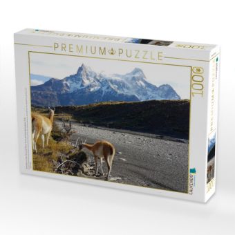 Produktbild: CALVENDO Puzzle Guanakos vor den Torres del Paine, Torres del Paine Nationalpark, Chile | 1000 Teile Lege-Gr&ouml;&szlig;e 64x48cm Foto-Puzzle f&uuml;r gl&uuml;ckliche Stunden
