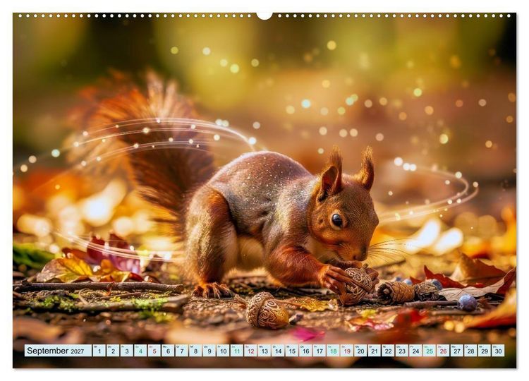 Produktbild: M&auml;rchenhafte Eichh&ouml;rnchen (hochwertiger Premium Wandkalender 2027 DIN A2 quer), Kunstdruck in Hochglanz