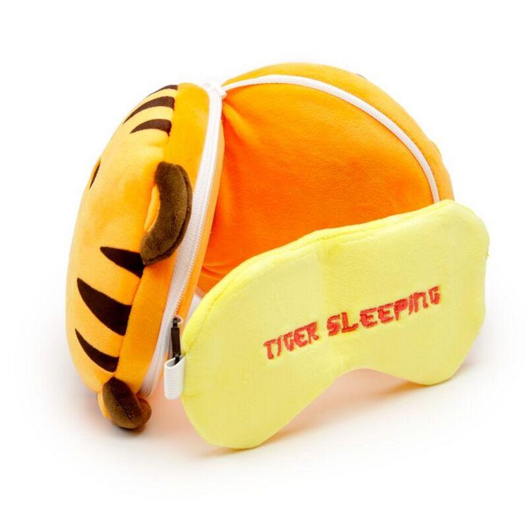 Produktbild: Relaxeazzz Pl&uuml;sch Tiger Reisekissen & Schlafmaske