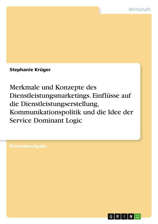 Produktbild: Kr&uuml;ger, S: Merkmale und Konzepte des Dienstleistungsmarketin