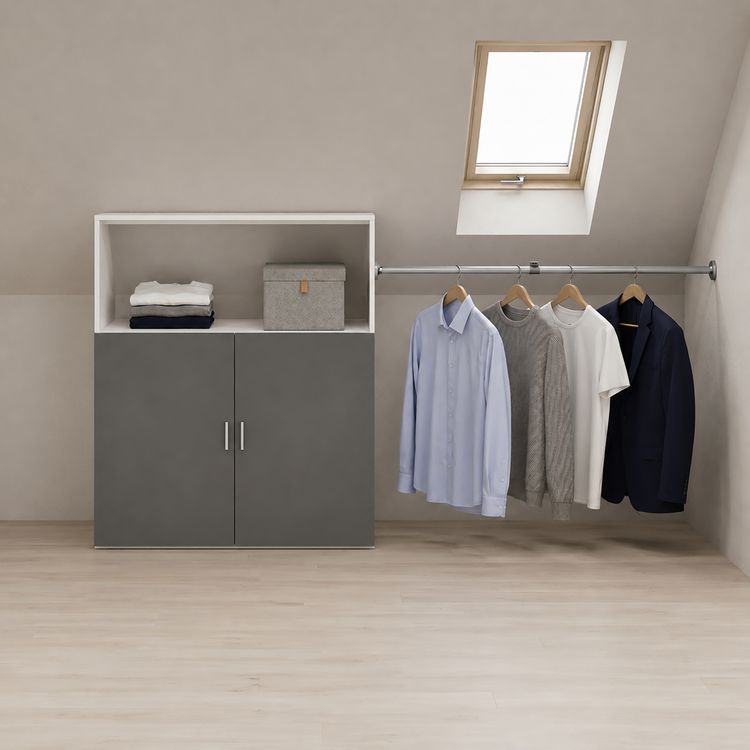 Produktbild: Dachschr&auml;gen Kleiderschrank mit Stange Dacho M