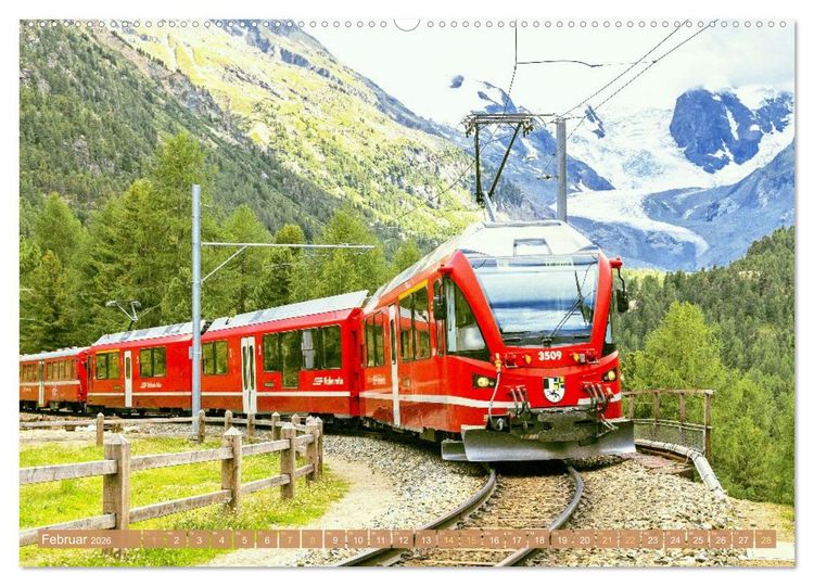 Produktbild: Im Zug durch Schweizer Berge (hochwertiger Premium Wandkalender 2026 DIN A2 quer), Kunstdruck in Hochglanz