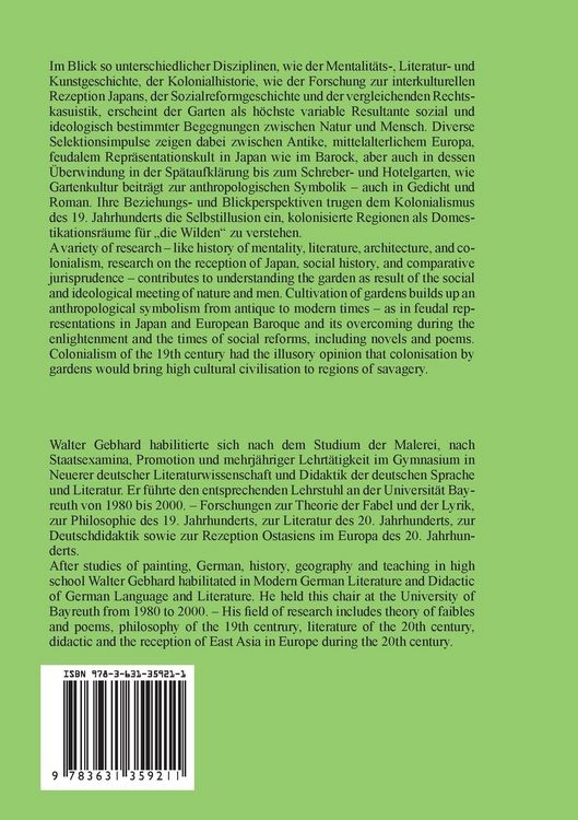 Produktbild: Sozialgeschichtliche Aspekte des Gartens- Gardens in Social History