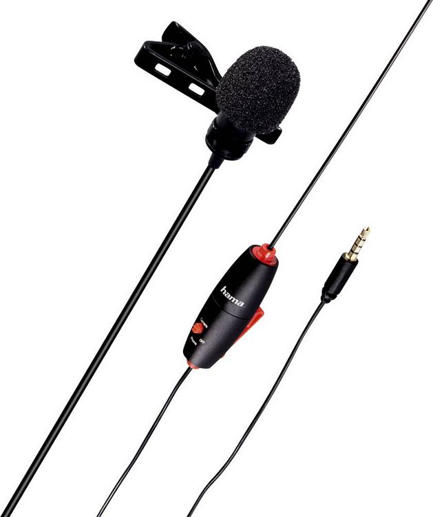 Produktbild: Ansteck Sprach-Mikrofon Hama Smart &Uuml;bertragungsart (Details):Kabelgebunden inkl. Klammer, inkl. Tasche, inkl. Windschutz