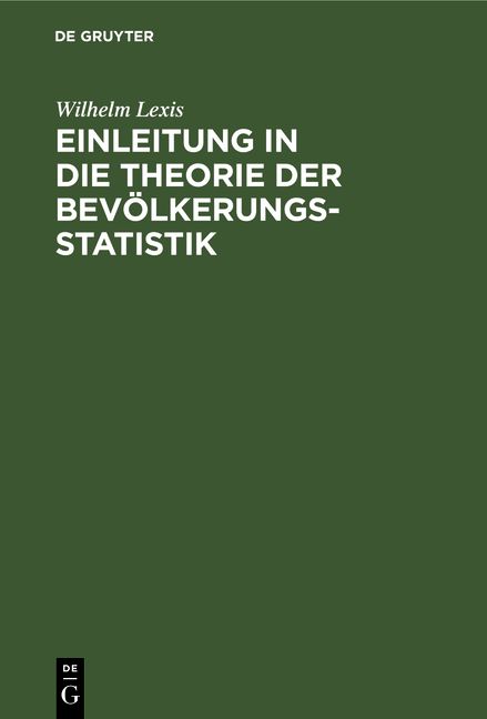 Produktbild: Einleitung in die Theorie der Bev&ouml;lkerungsstatistik