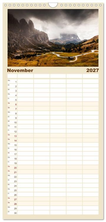 Produktbild: Familienplaner 2027 - Berge. Wege in die Natur mit 5 Spalten (Wandkalender, 21 x 45 cm) CALVENDO