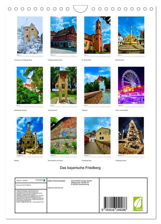Produktbild: Das bayerische Friedberg (Wandkalender 2026 DIN A4 hoch), CALVENDO Monatskalender