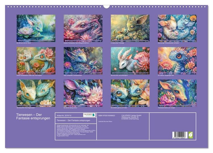 Produktbild: Tierwesen &ndash; Der Fantasie entsprungen (Wandkalender 2026 DIN A2 quer), CALVENDO Monatskalender