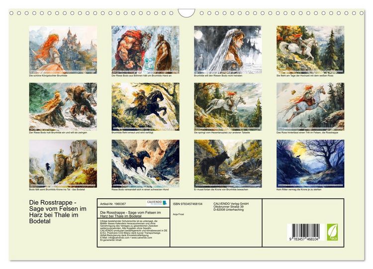 Produktbild: Die Rosstrappe - Sage vom Felsen im Harz bei Thale im Bodetal (Wandkalender 2026 DIN A3 quer), CALVENDO Monatskalender