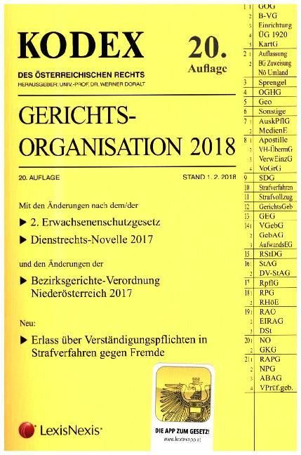 Produktbild: KODEX Gerichtsorganisation 2018