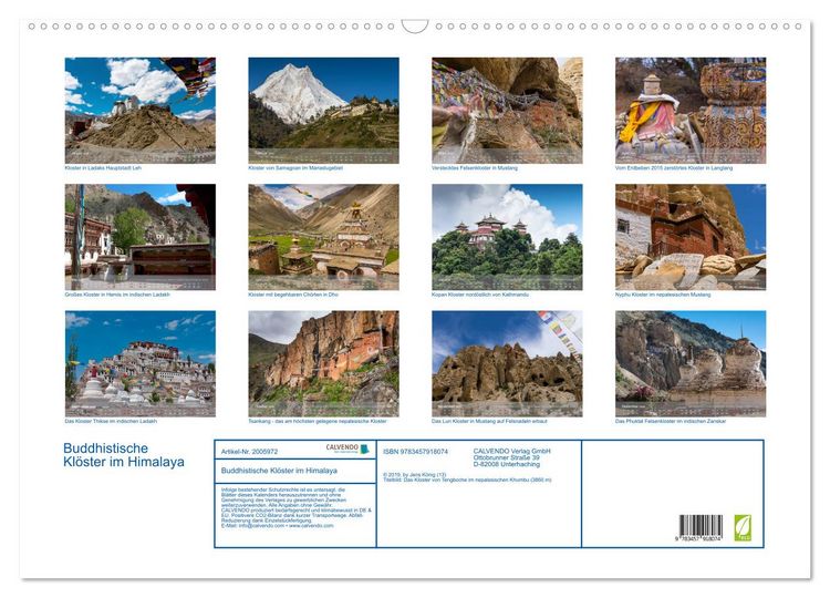 Produktbild: Buddhistische Kl&ouml;ster im Himalaya (Wandkalender 2026 DIN A2 quer), CALVENDO Monatskalender