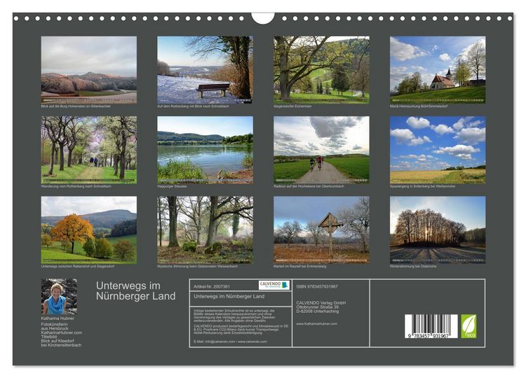 Produktbild: Unterwegs im N&uuml;rnberger Land (Wandkalender 2026 DIN A3 quer), CALVENDO Monatskalender