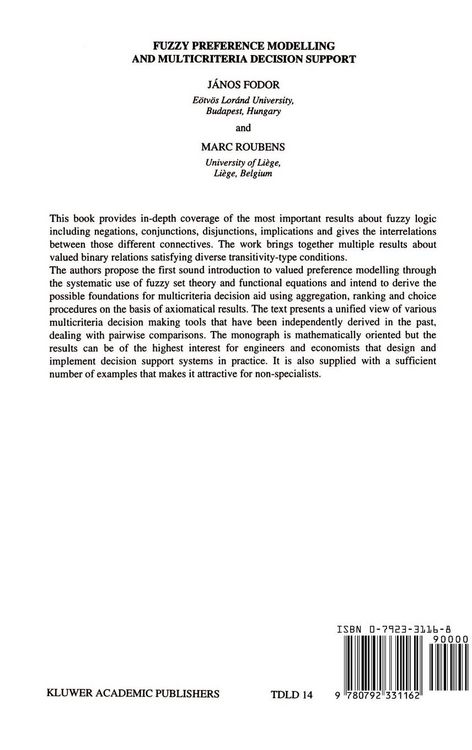Produktbild: Fuzzy Preference Modelling and Multicriteria Decision Support